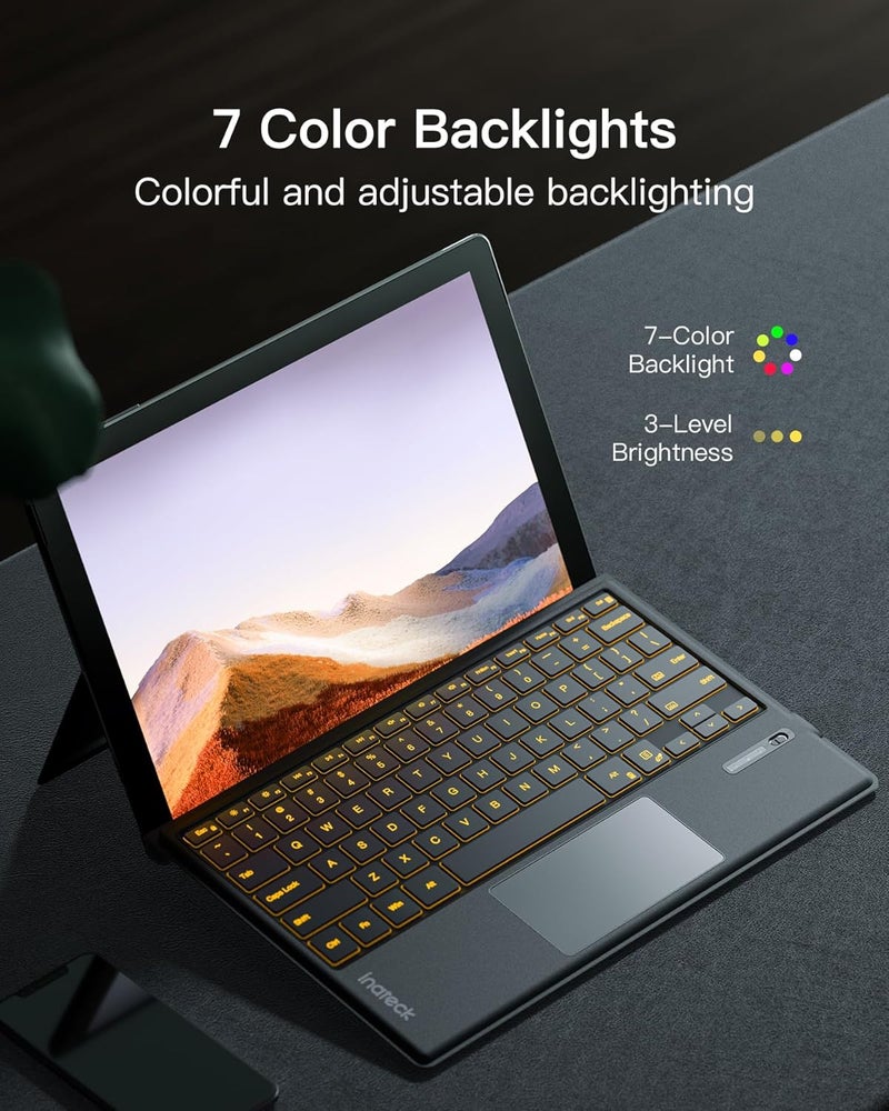 Inateck Surface Pro 7 Keyboard with Precision Touchpad, Bluetooth 5.3, 7-Color Backlight, Compatible with Surface Pro 7/7+/6/5/4, KB02027 - Image 3